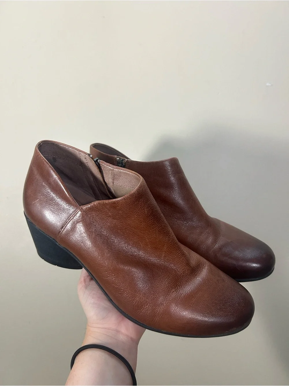 Dansko Women’s Raina Brown Leather Low Heel Ankle Booties Size 41 US 11